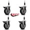 Service Caster 5'' Black Poly Swivel 7/8'' Expanding Stem Caster Set with Brake, 4PK SCC-EX20S514-PPUB-BLK-PLB-78-4 - alternate 2